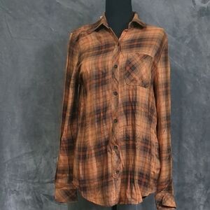 Plaid Button Down Shirt for Women